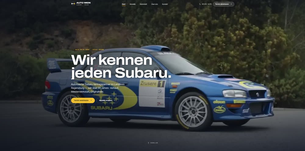 Website für das Autohaus Auto Wein